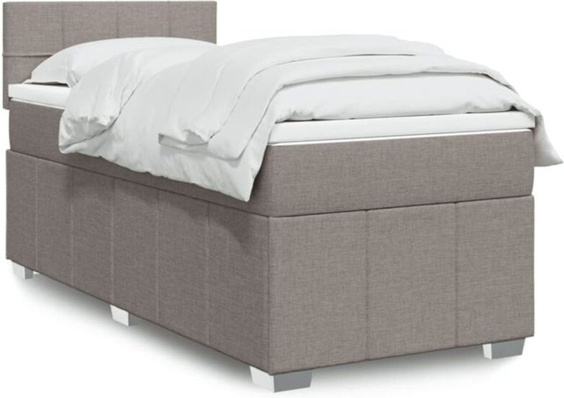 vidaxl Boxspringbett mit Matratze in Taupe meliert und Weiß aus Stoff und Holzwerkstoff, B/T/H: 80 x 200 x 100,5 cm - Bild 1