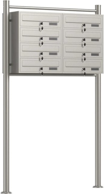 Wiltec Briefkastenanlage aus Edelstahl mit 8 Fächern (2x4) als Standbriefkasten - Bild 1
