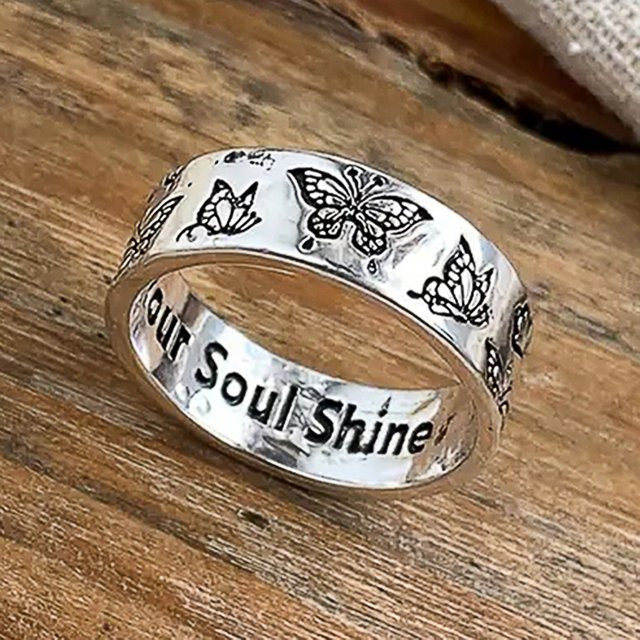 Huitan Punk Fingerringe, Schmetterling, Silber, Damen - Bild 1