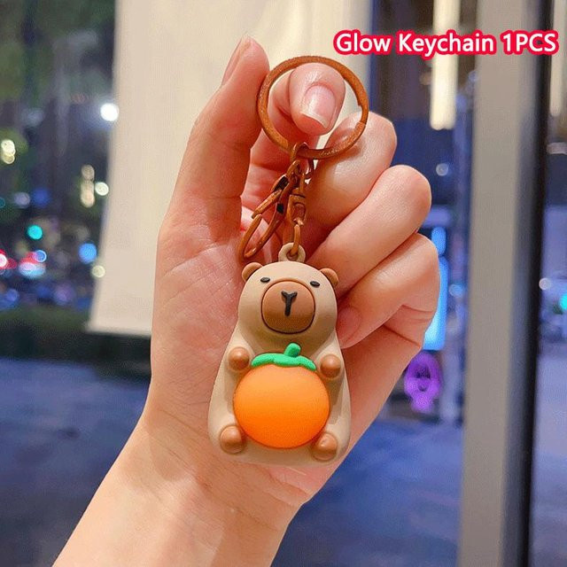 Linyi toy Capybara Puppe Schlüsselanhänger mit Beleuchtung Silikon - Bild 1