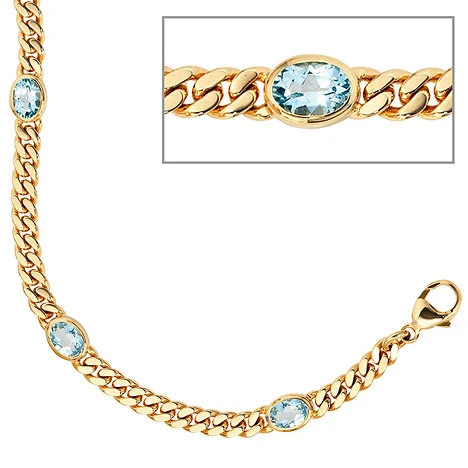 Colfem Armband 585 Gelbgold, Blautopase, 19 cm - Bild 1