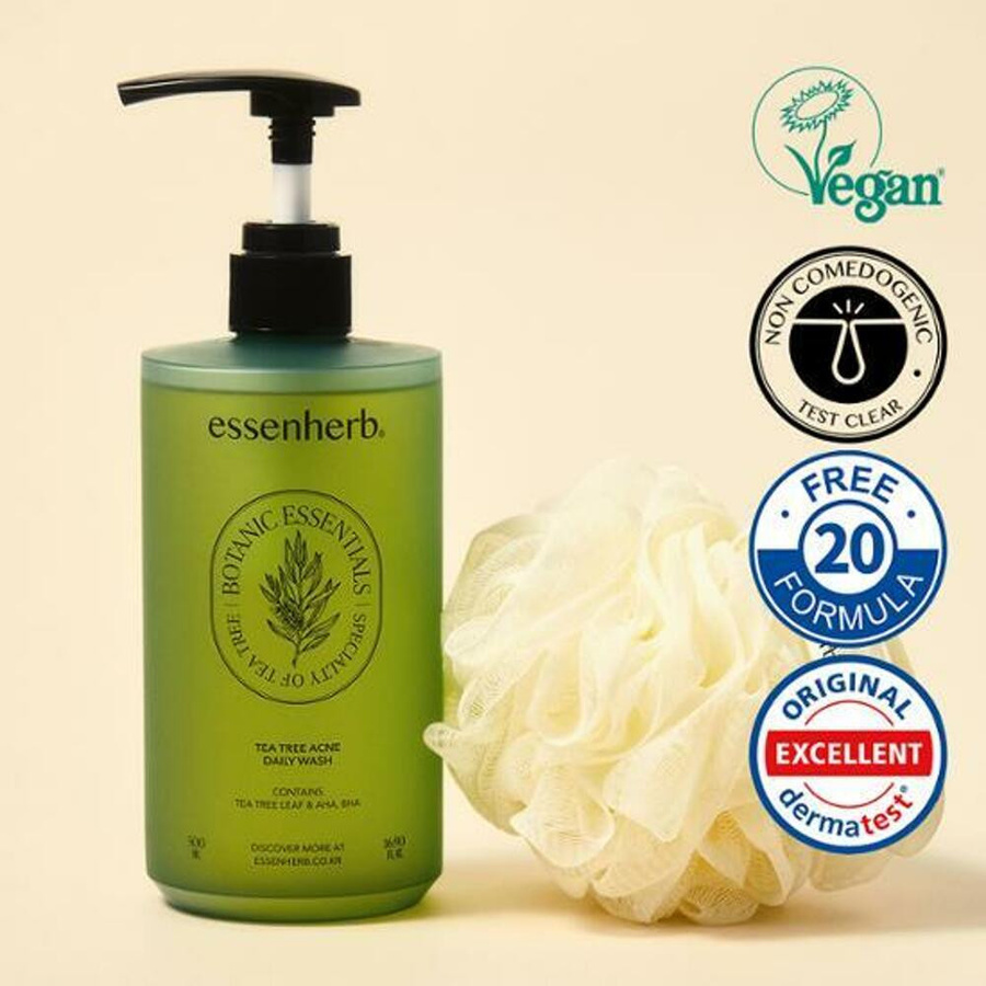 essenHERB Tea Tree Akne Daily Wash Gel, 500 ml, Unisex - Bild 2