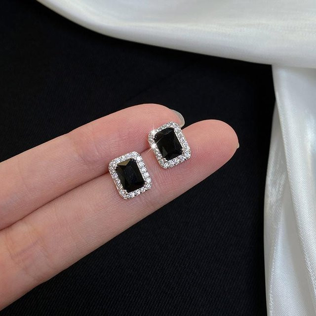 Lucky Star Jewelry Ohrstecker 925 Silber, Schwarz, Zirkonia, Damen - Bild 1