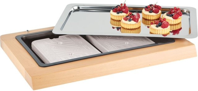 APS Buffetvitrine TOP FRESH in Silber und Braun inklusive 2 Kühlakkus, L: 60 cm, B: 41 cm, H: 5 cm - Bild 1