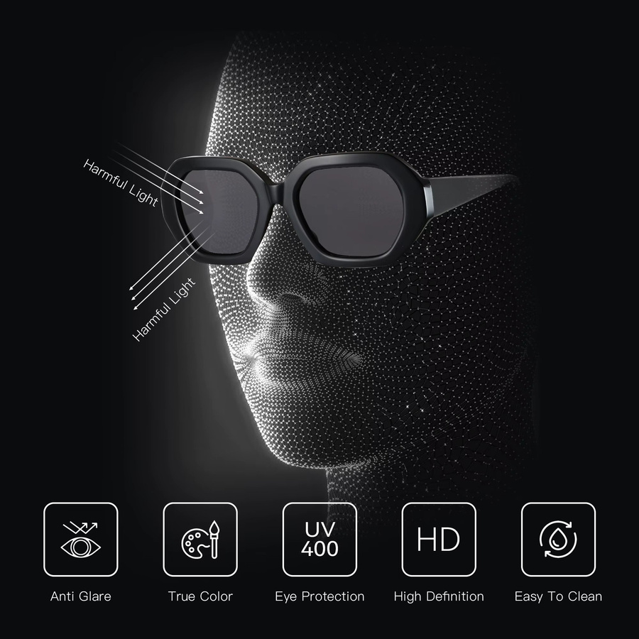 ZENOTTIC Sonnenbrille Schmetterlingsform, Vollrand, Acetat, Schwarz, Damen - Bild 4