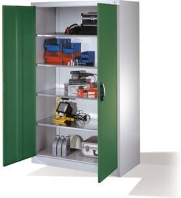 C+P Werkzeugschrank mit Drehtüren und 4 Innenböden, Front Resedagrün, Korpus Lichtgrau, H: 195 cm, B: 120 cm, T: 60 cm - Bild 1