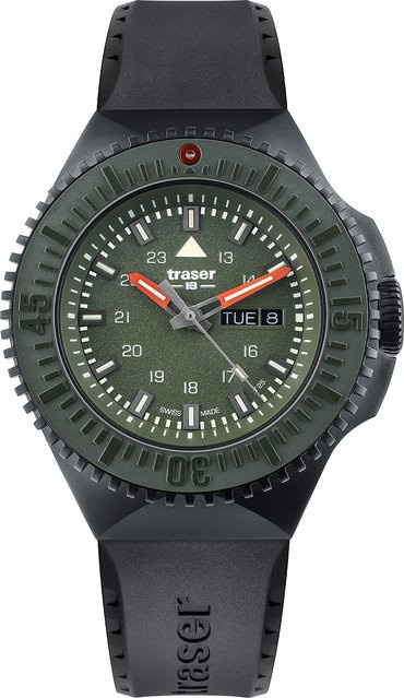 Traser Herrenuhr, Quarz, Edelstahl, 46 mm, Grün, 20 ATM - Bild 1