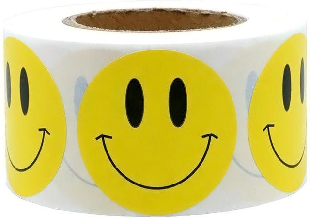 Pobsuier Smiley Gesichtsaufkleber Gelb, 500 Stück Dankeschön Kreisetiketten aus Papier, Durchmesser: 2,5 cm - Bild 1