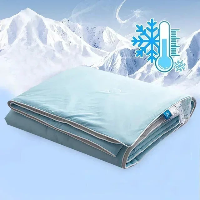 JAGDAMBE Sommerdecke mit doppelseitigem Kühlstoff in Blau, leichte Kühlende Bettdecke für Erwachsene - Bild 1