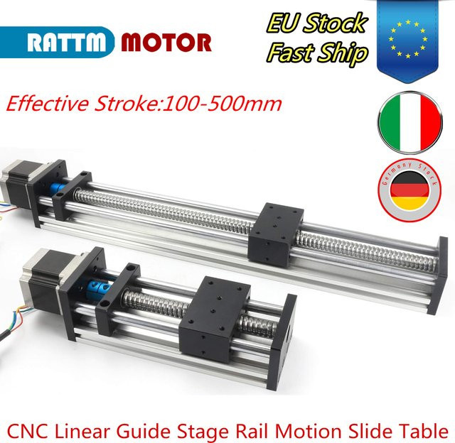 RATTMMOTOR CNC Lineartischaktuator EBX1605 mit Nema23-Motor, 1605 Kugelumlaufspindel und doppelter optischer Achse, Silber - Bild 1