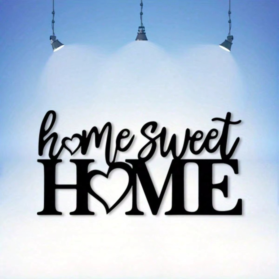 CIFBUY Home Sweet Home Wanddekoration aus rostfreiem Metall mit Herz-Design in Schwarz - Bild 3