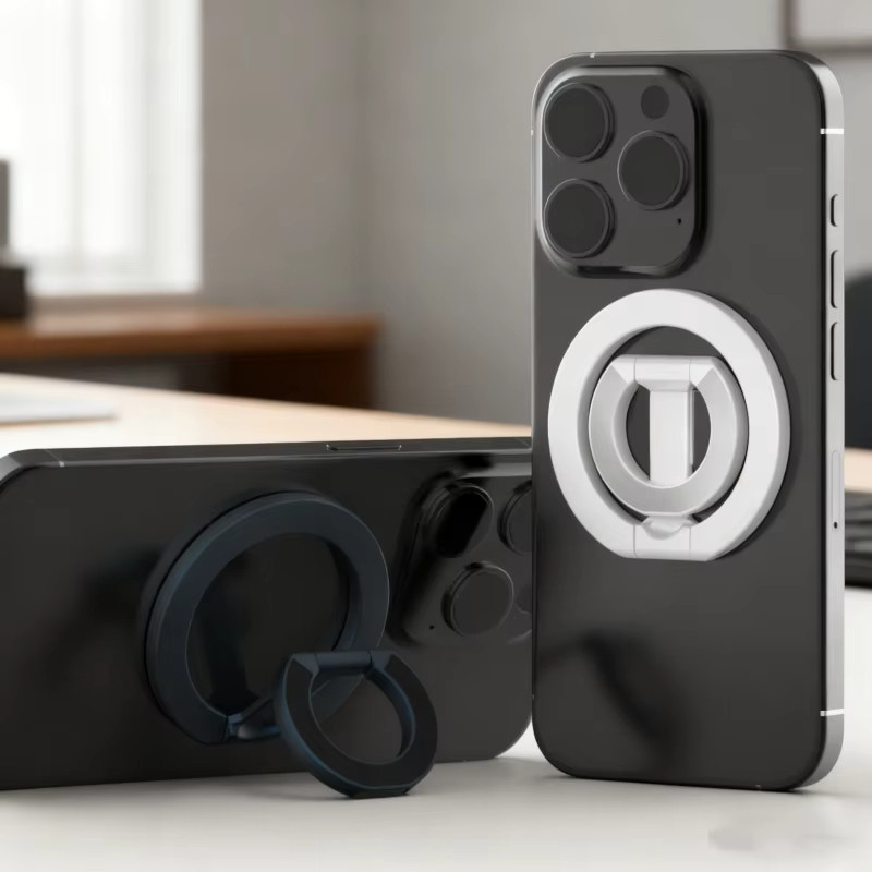 WSSHE Doppelter magnetischer Handy-Ringhalter in Schwarz, kompatibel mit abnehmbarem Handy-Griffständer für die iPhone-Serie - Bild 3