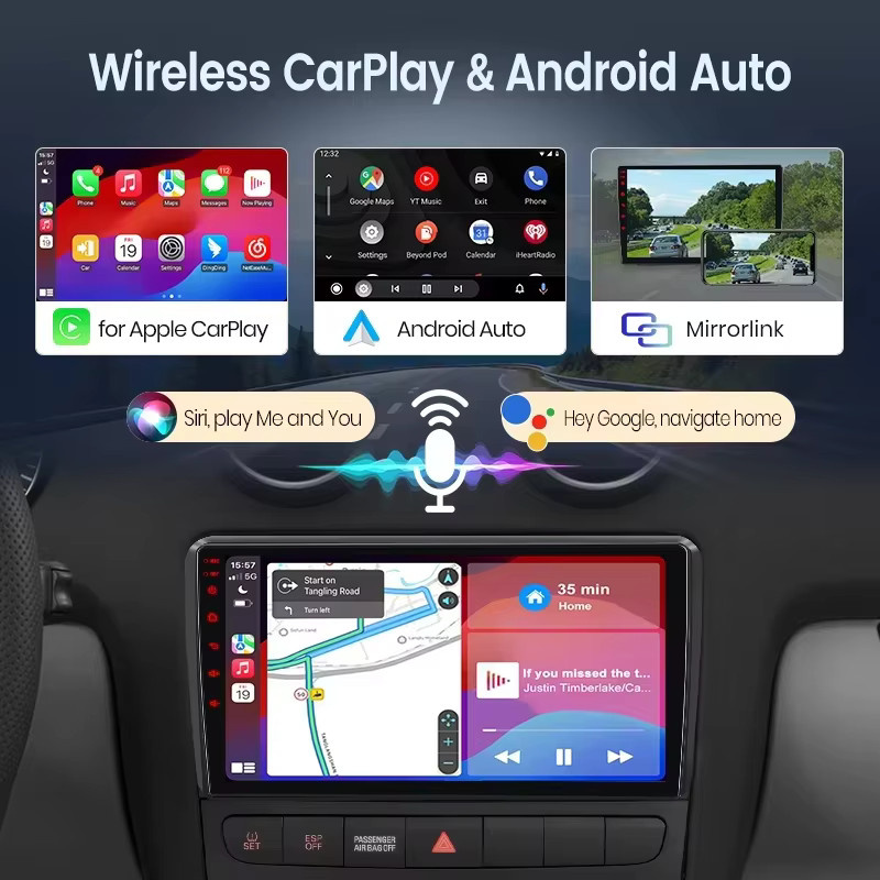 Junsun 9 Zoll Wireless CarPlay und Android Auto Multimedia Autoradio mit GPS für Volkswagen VW Golf 7 (2013-2017) in Schwarz - Bild 3