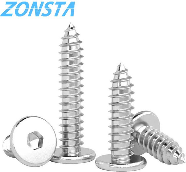ZONSANTA Ultradünne Sechskant-Holzschrauben aus 304 Edelstahl, flacher Waferkopf, Silber - Bild 1