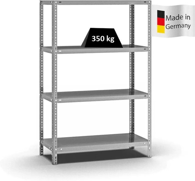 PROREGAL Heavy-Duty Fachbodenregal mit Schraubsystem, verzinkt, Farbe: Silber, H x B x T: 150 x 100 x 40 cm, 4 Ebenen, beidseitig nutzbar - Bild 1
