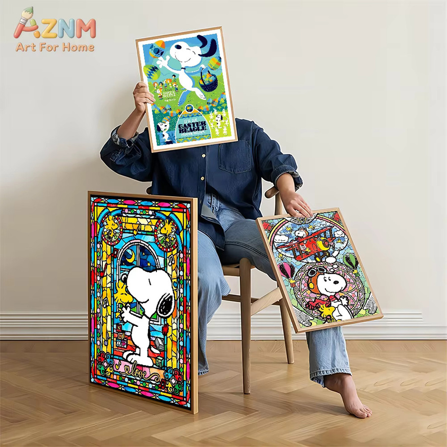 AZNM Snoopy Peanuts Leinwandgemälde ohne Rahmen, mehrfarbiges Wandkunst Poster für deine Heimdekoration - Bild 2