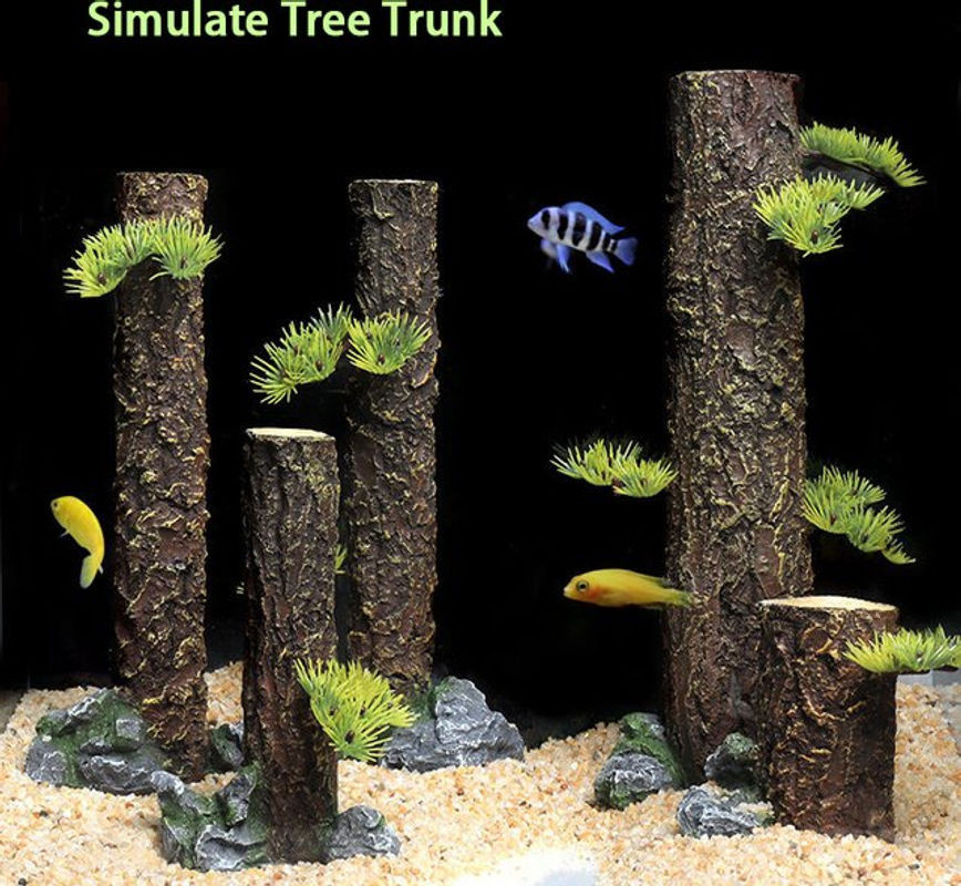 Aquarium Dekoration aus Kunstharz in Braun als Simulation von sinkendem Holz und Baumstamm für die Landschaftsbau Gestaltung in deinem Wasserglas oder Regenwald-Aquarium - Bild 1
