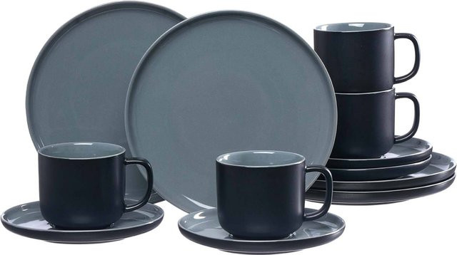Ritzenhoff & Breker Kaffeeservice Jasper 12er Set aus Keramik in Grau - Bild 1