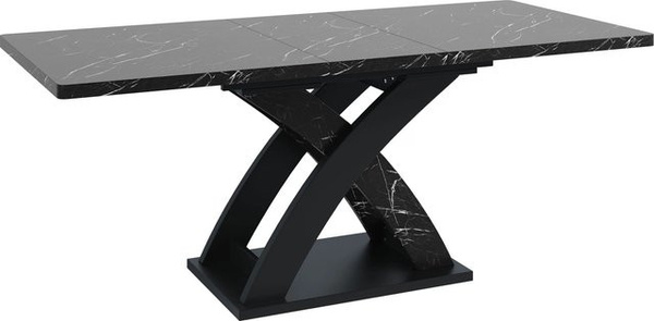 okwish Ausziehbarer Esstisch für 6 Personen in Schwarz mit schwarz weißer Musteroberfläche, B/T/H: 120 x 80 x 75 cm