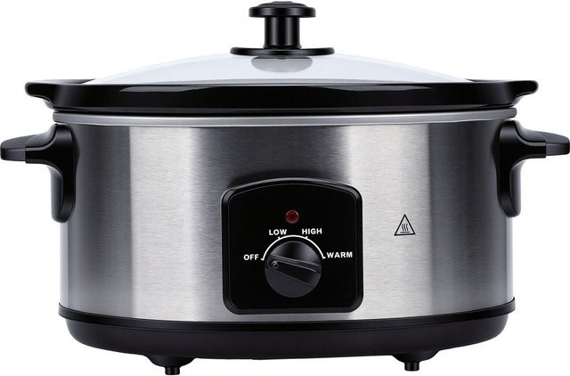 Multifunktionaler elektrischer Slow Cooker von Fishine mit 3 Kochmodi, 6L Fassungsvermögen, abnehmbarem Antihaft-Topf aus Edelstahl, Farbe Silber - Bild 1