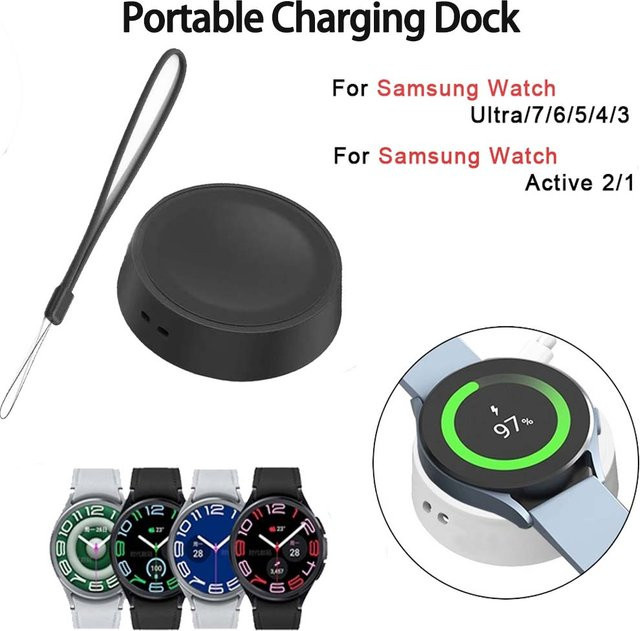 Samsung Uhrenladegerät in Weiß für Galaxy Watch 7/6/5/4 40/44mm und Galaxy Watch 4/6 Classic 42/46mm 43/47mm - Bild 1