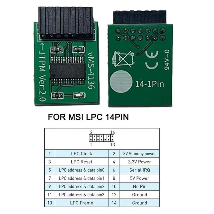 ASUS TPM 2.0 Sicherheitsmodul Fernkarte für Multi-Marken-Motherboards, 12, 14, 18 oder 20-polig - Bild 2