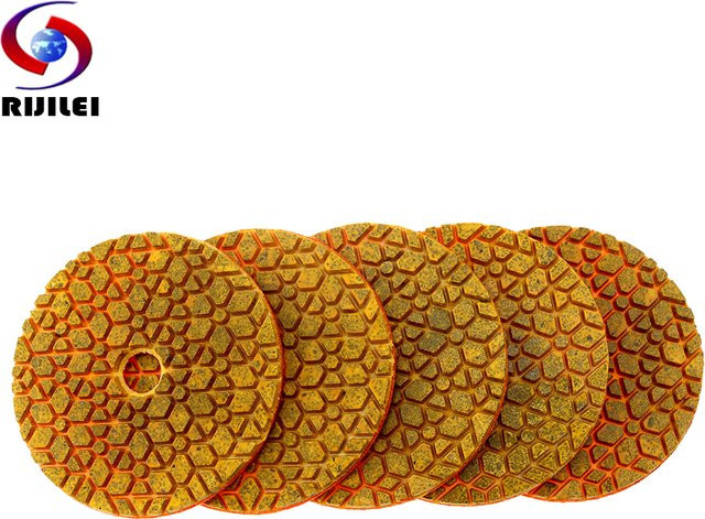 RIJILEI 5er Set Steinpolierpads 4 Zoll für Granit, Marmor und Beton, Nasspolierpads aus gemischten Materialien - Bild 1