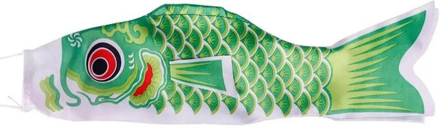 Binchi Koinobori Fischflagge Koi Nobori Drachen als Outdoor Spielzeug für Kinder in Grün, Höhe: 40 cm - Bild 1