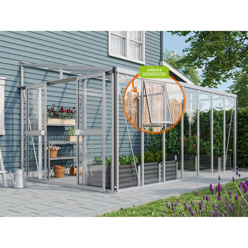 Vitavia Anlehn-Gewächshaus Athena 11900 aus eloxiertem Aluminium mit Polycarbonat-Verglasung und Pultdach, 11,9 m² - Bild 4