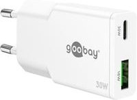 Goobay USB-C PD GaN Dual-Schnelladegerät Slim 30 W in Weiß - Bild 1