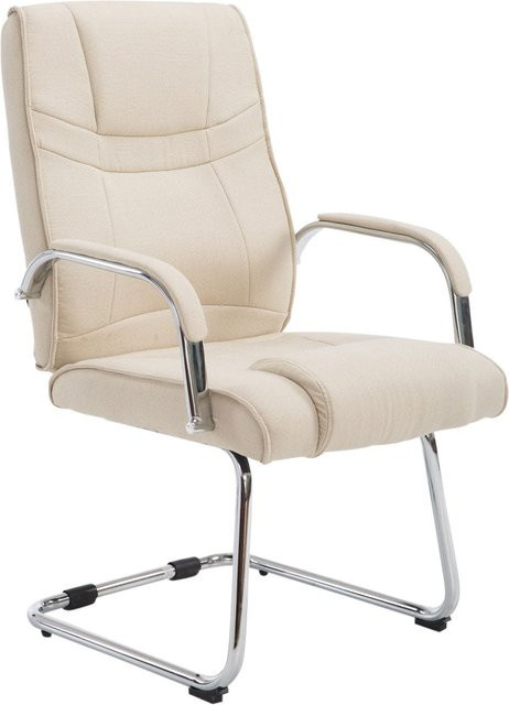 TPFLiving Besucherstuhl Athena in Beige mit Stoffbezug und Metallgestell in Chromoptik - Bild 1