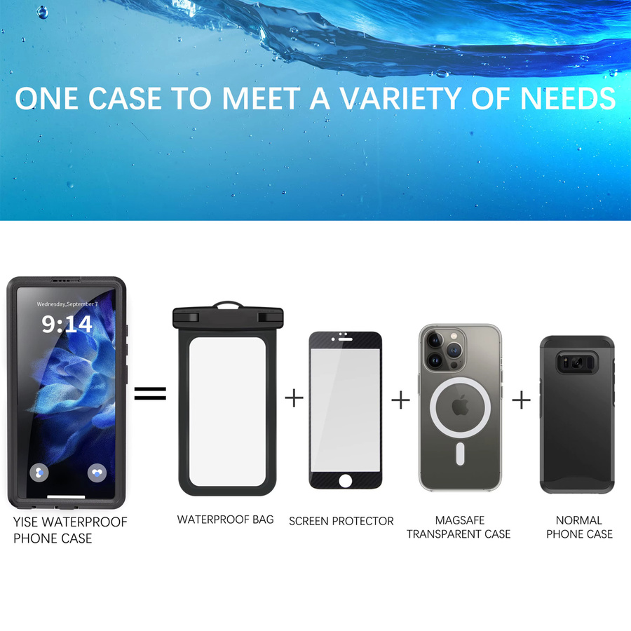 Wasserdichte IP68 Handyhülle mit Magnetschlüsselband für Samsung Galaxy S25 Ultra und S24 in Schwarz - Bild 3