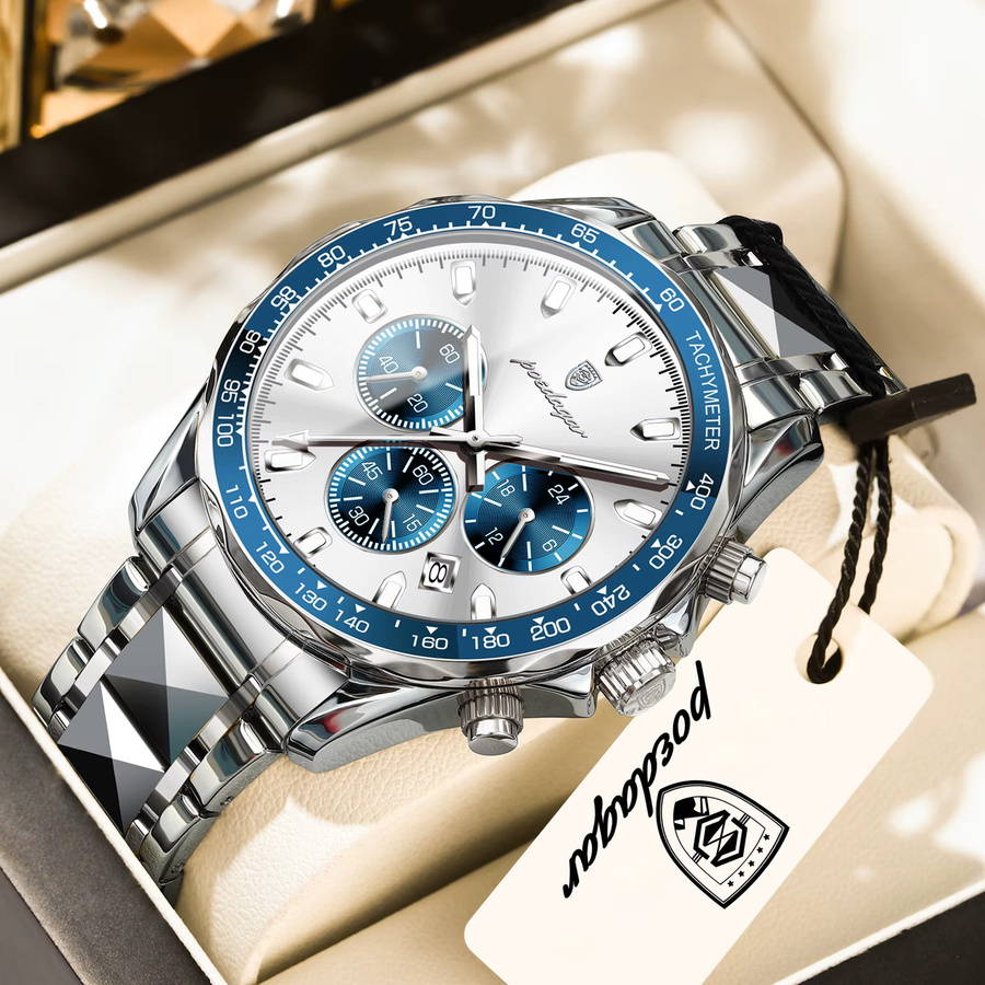 POEDAGAR Chronograph, Quarzuhr, Edelstahl, Bicolor, Herren - Bild 2