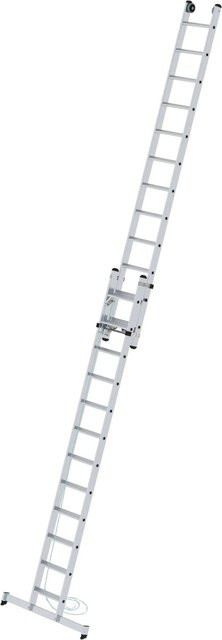 PROREGAL Stufen-Seilzugleiter 2-teilig mit Traverse in Silber, 2 x 12 Stufen - Bild 1
