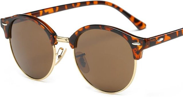 Binchi Keji Travel Sonnenbrille, round, metal, semi-rimless, women, brown - Bild 1