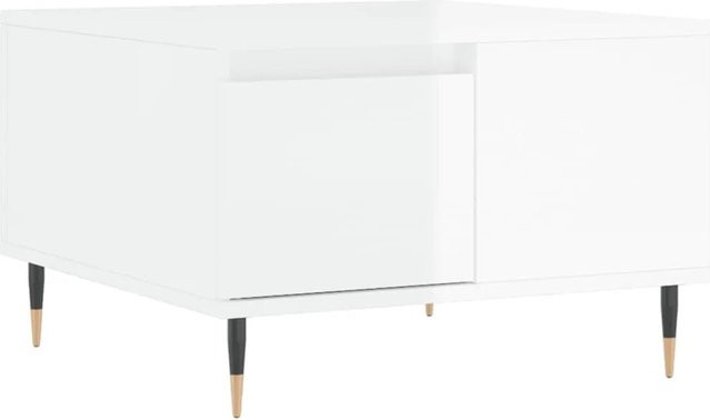 vidaXL Couchtisch in Hochglanz-Weiß, moderner quadratischer Couchtisch aus Holzwerkstoff, B/T/H: 55 x 55 x 36,5 cm - Bild 1