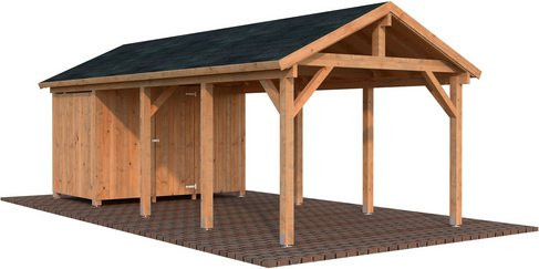 Palmako Carport Robert mit Geräteraum aus Fichtenholz in Hellbraun, B/T/H: 732 x 315 x 301 cm - Bild 3