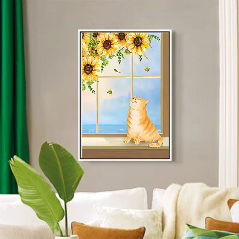 PhotoCustom Malen nach Zahlen Set mit Katzen-Motiv auf Leinwand, mehrfarbig, Hochformat - Bild 3