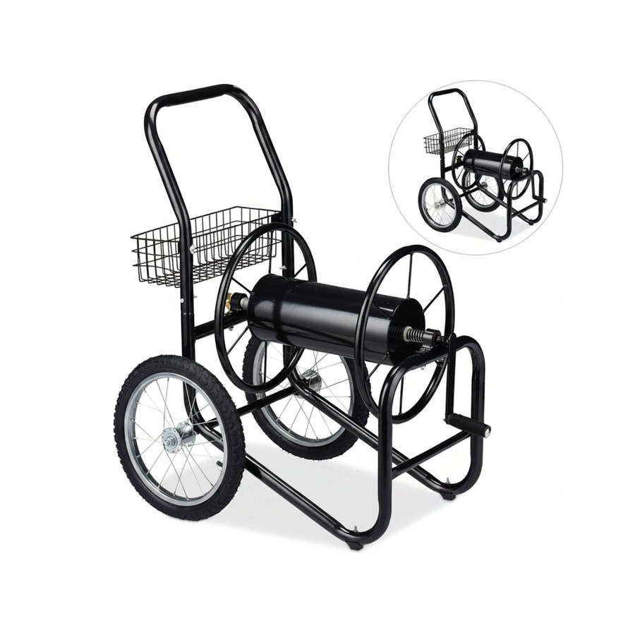 Relaxdays Schlauchwagen aus Stahl in Schwarz, fahrbar, B/T/H: 98 x 91 x 62 cm - Bild 2