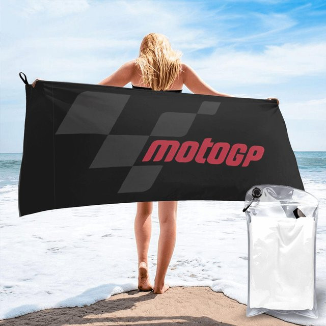 Moto GP Logo Essentielles Strandtuch von Ka Chen Mutong aus weicher Mikrofaser, schnelltrocknend und saugfähig, Farben: Weiß/Schwarz, B: 65 cm, H: 115 cm - Bild 1