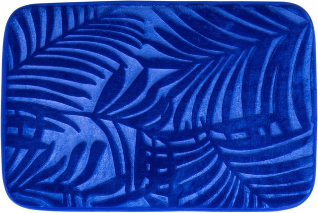 3D-Badvorleger Blatt von viva domo in Blau mit floralem Design und modernem Nature-Look - Bild 1
