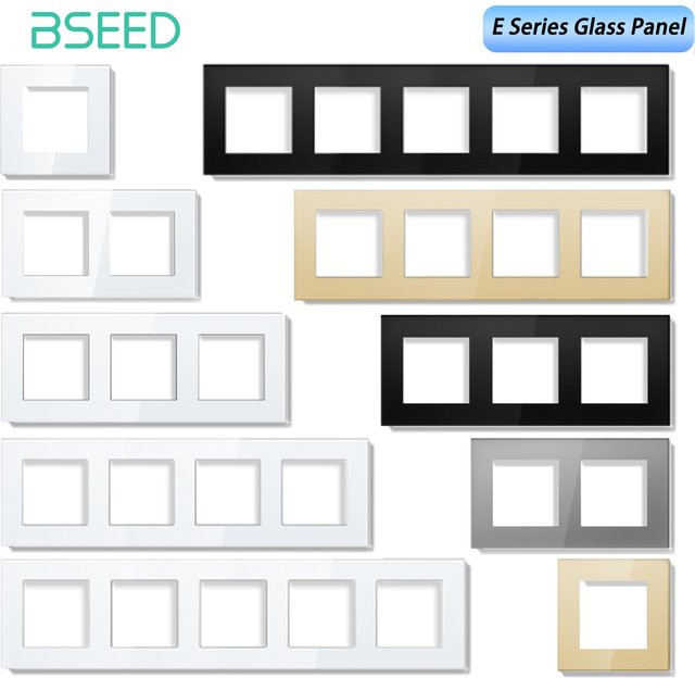 BSEED E-Serie Kristallplatte für Wandsteckdose als Ersatzrahmen und Glasscheibe in Weiß, Schwarz, Gold oder Grau - Bild 1
