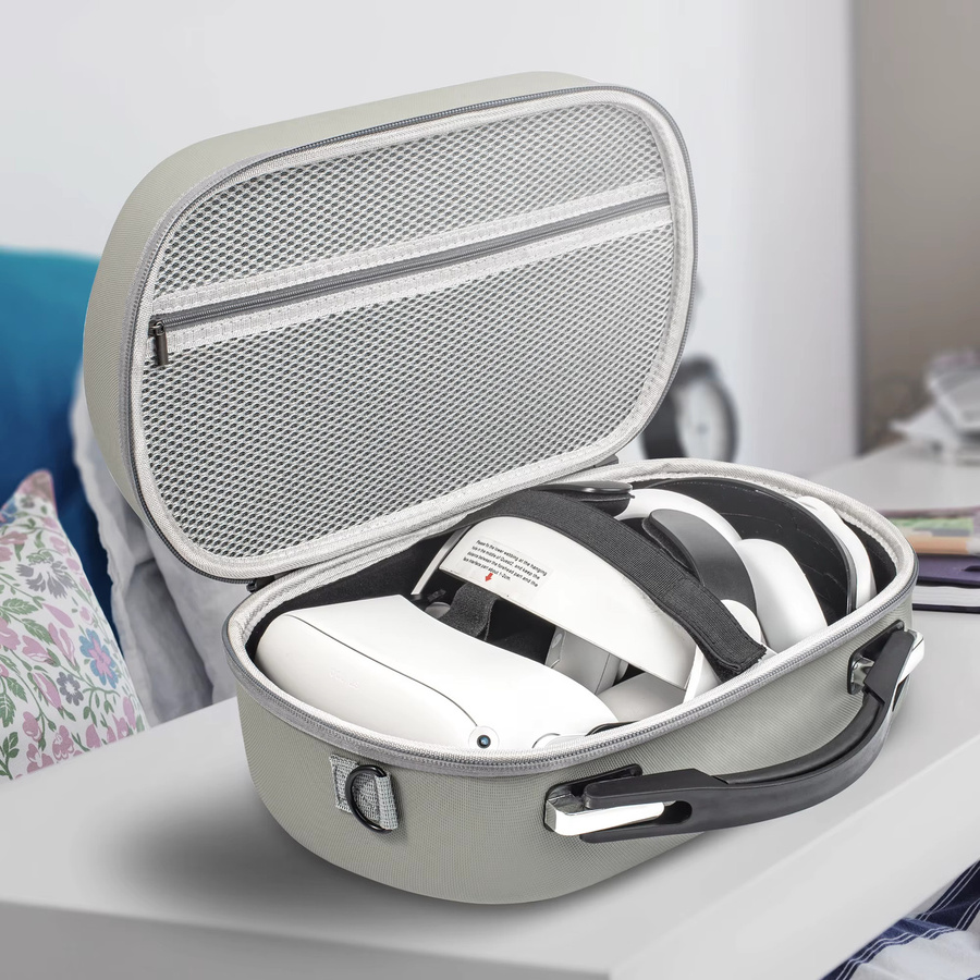 DEVASO Elite Kopfband Aufbewahrungstasche für Quest 3S, Pro, Quest 3 und Quest 2 VR Headset Zubehör in Grau - Bild 3