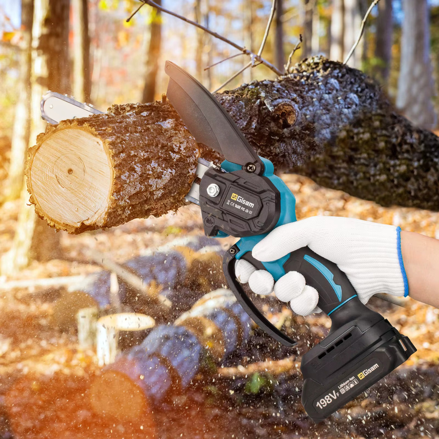 Gisam Bürstenlose elektrische Kettensäge 8 Zoll für Makita 18V Akku, kabellose Handführung-Elektrosäge für die Holzbearbeitung und Gartenarbeit - Bild 3