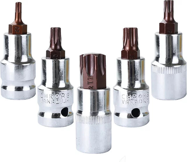DAZZLEEX Torx Bit Steckschlüssel Set T20-T70 mit 1/2 Zoll Aufnahme in Silber - Bild 1