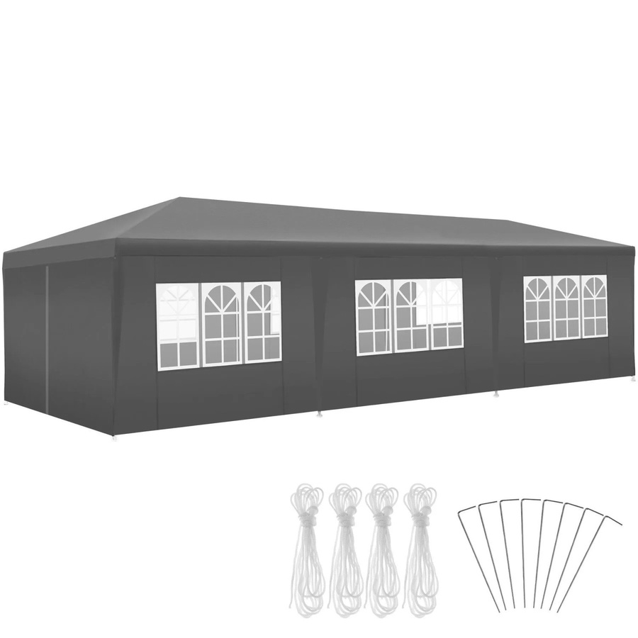 tectake Pavillon Miramas in Grau mit UV-Schutz und wasserdichtem Material, B/T/H: 900 x 300 x 250 cm - Bild 3