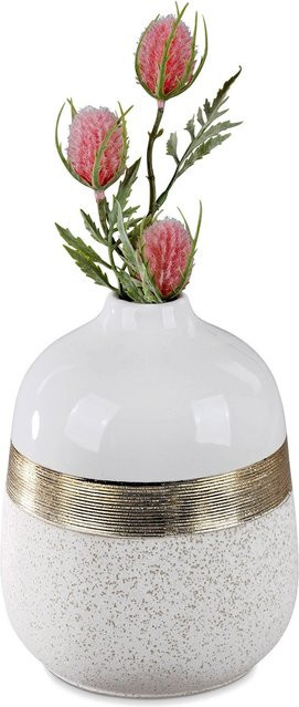Formano Vase 20 Goldband in Weiß und Gold aus Keramik, Höhe: 20 cm, Durchmesser: 15 cm - Bild 1