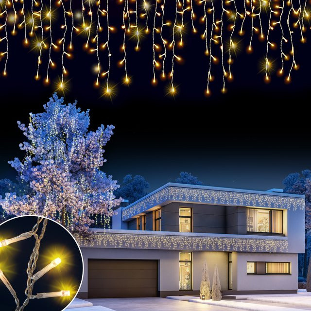 monzana LED Regenlichterkette Warmweiß in Weiß, 10m Länge, IP44 für Innen- und Außenbereich - Bild 1