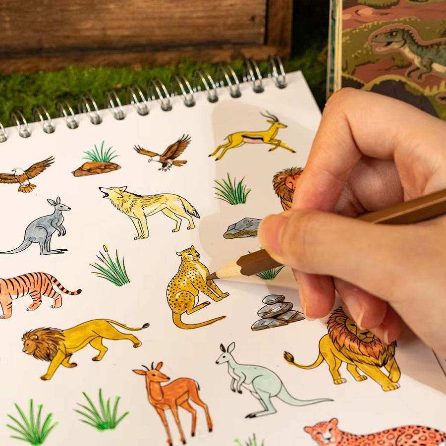3D Tier Welt Diorama Aufkleber Set für Scrapbooking und Journaling, 24 Blätter, Mehrfarbig - Bild 1