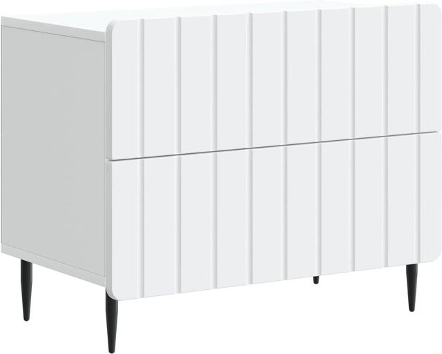 vidaXL Nachttisch in Weiß mit modernem gestreiftem Design aus Holzwerkstoff, B/T/H: 62 x 34,5 x 49,5 cm - Bild 1